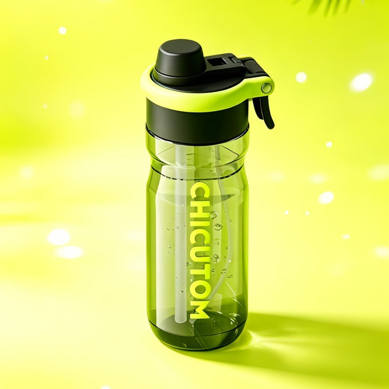 Large Capacity Sports Water Bottle with Spray & Straw – 750ml