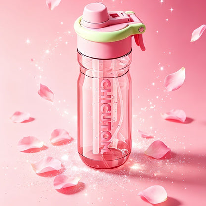 Large Capacity Sports Water Bottle with Spray & Straw – 750ml