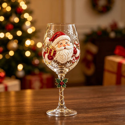 Christmas Themed Glass Art Goblet