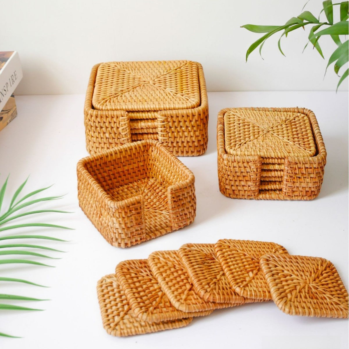 Rattan Woven Tea Ceremony Mat Set