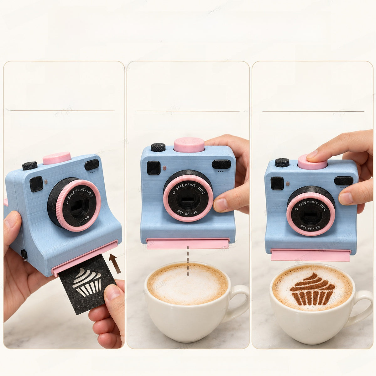 3D Printed Camera Shaped Latte Art Stamp Tool