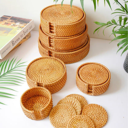 Rattan Woven Tea Ceremony Mat Set