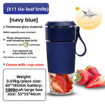 K11 Portable Blender – 6-Blade Glass Cup, Self-Cleaning, 400ml (USB Rechargeable)