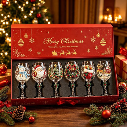 Christmas Themed Glass Art Goblet