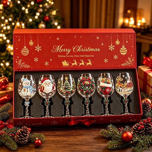 Christmas Themed Glass Art Goblet