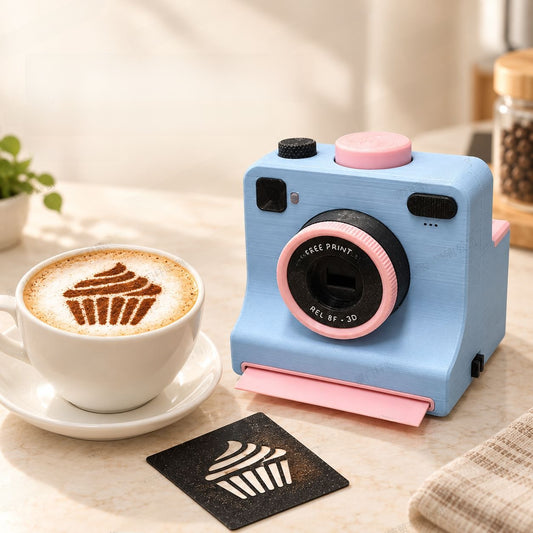 3D Printed Camera Shaped Latte Art Stamp Tool