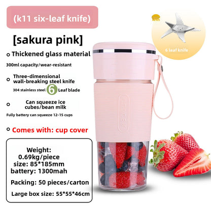 K11 Portable Blender – 6-Blade Glass Cup, Self-Cleaning, 400ml (USB Rechargeable)