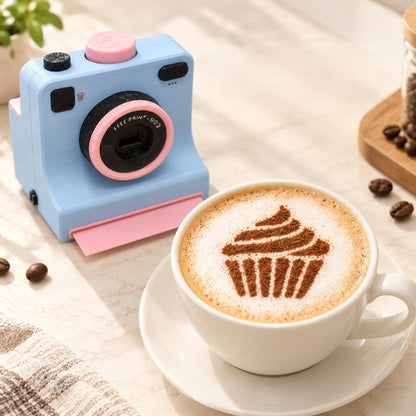 3D Printed Camera Shaped Latte Art Stamp Tool