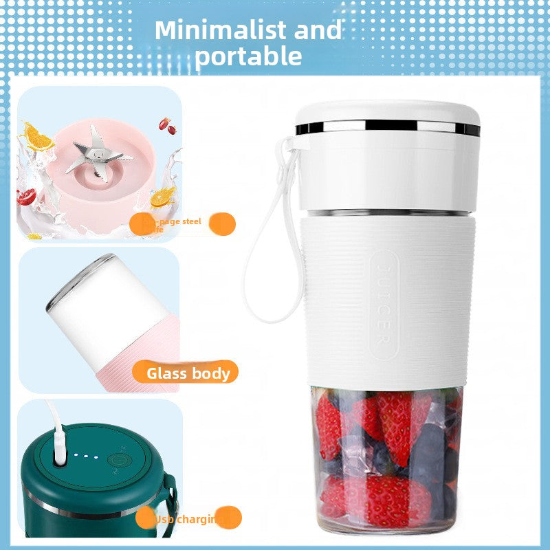 K11 Portable Blender – 6-Blade Glass Cup, Self-Cleaning, 400ml (USB Rechargeable)
