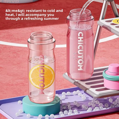 Large Capacity Sports Water Bottle with Spray & Straw – 750ml